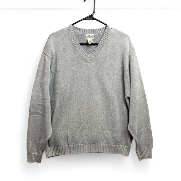 Vintage L.L. Bean Preppy‎ Cotton V-Neck Sweater Men Large Classic Academia Cozy - Picture 1 of 6